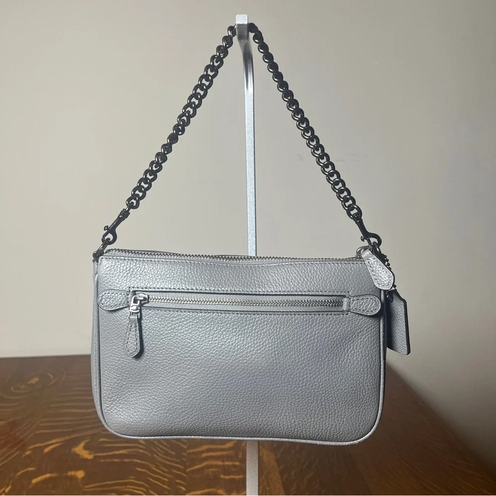 Coach Nolita 22 Gray Beaded/Studded Demi Shoulder Bag
